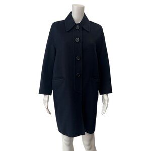 PRADA 2014 Blue Wool Midi Trench Coat Collared Pea Jacket size IT 40/4